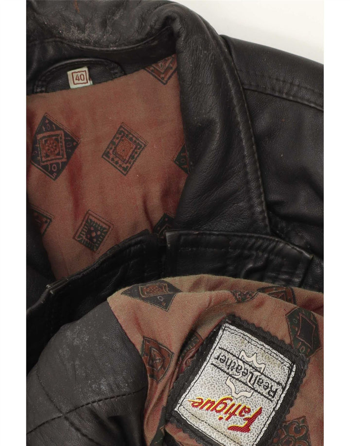 Jaqueta de couro masculina fatiga UK 40 grande preta