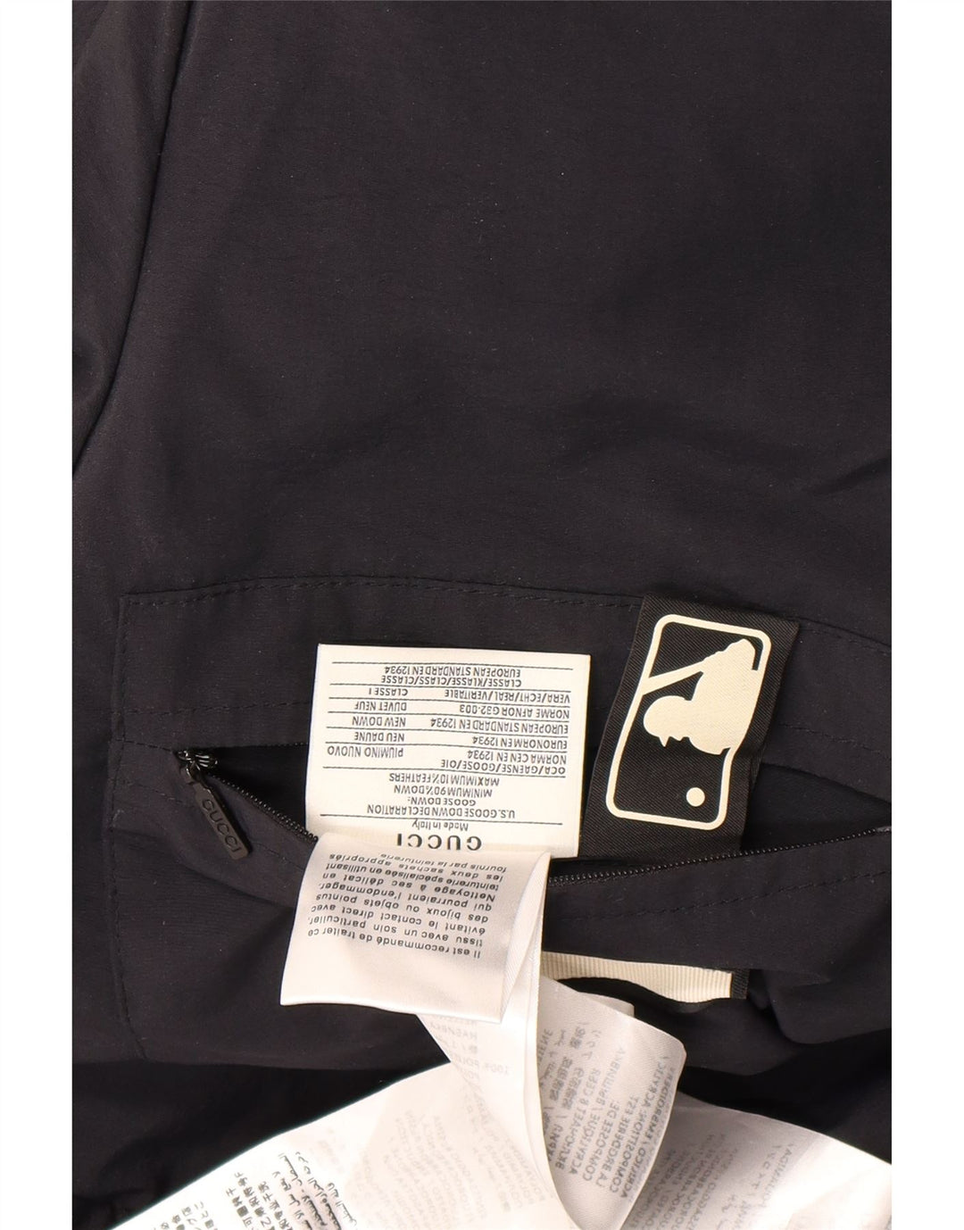 Casaco acolchoado com capuz gráfico masculino Gucci IT 46 grande poliamida preta