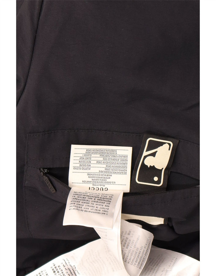 Casaco acolchoado com capuz gráfico masculino Gucci IT 46 grande poliamida preta