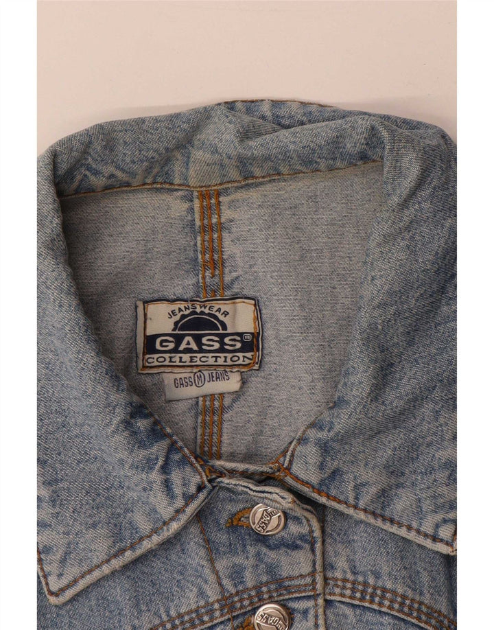 Colete jeans vintage feminino UK 12 azul médio