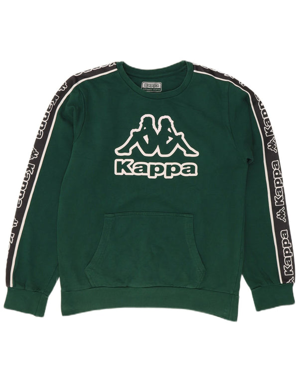 Suéter gráfico Kappa Boys 11-12 anos verde algodão colorblock
