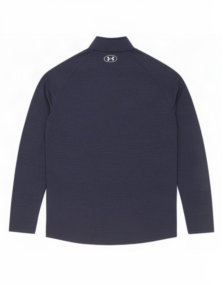 Under Armour Mens Zip Neck Pulôver Treino Top Médio Azul Marinho