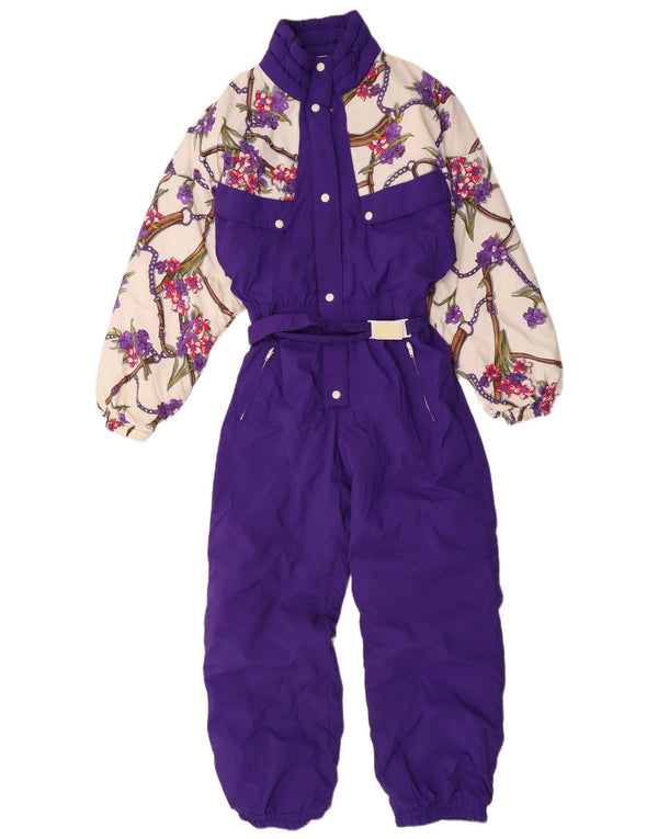 Macacão de esqui vintage para meninas 13-14 anos roxo floral poliamida