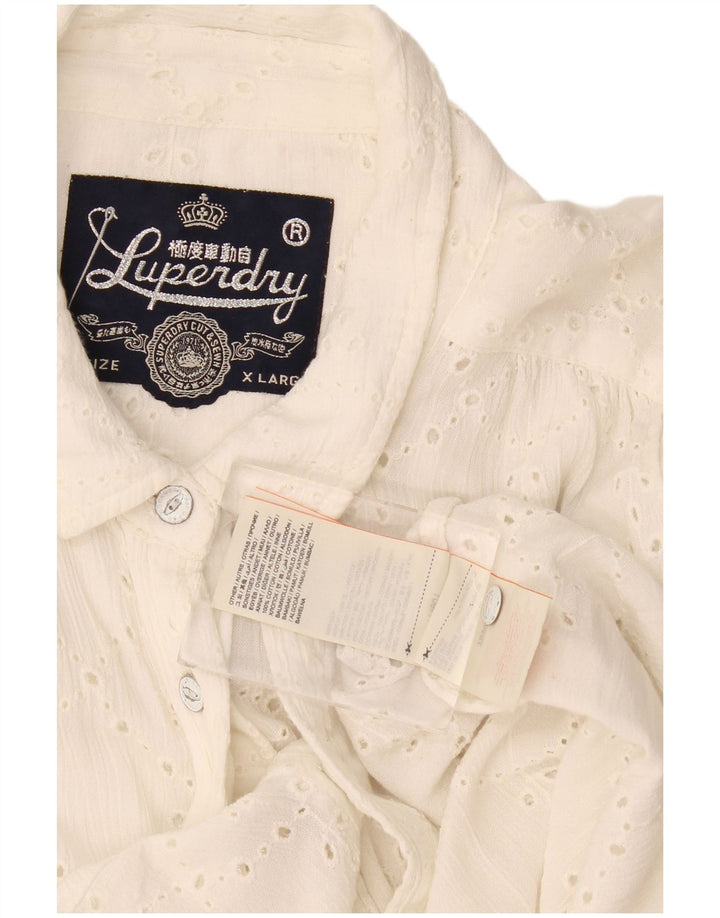 Camisa feminina Superdry UK 18 XL algodão branco