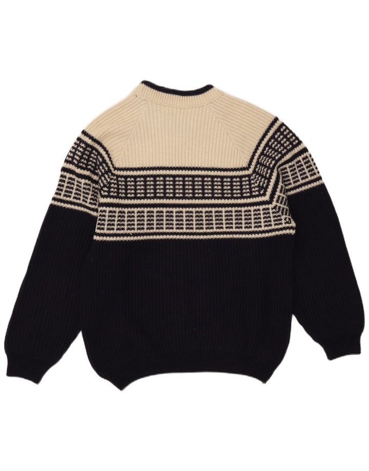 Suéter masculino American System com gola redonda grande bloco colorido azul marinho
