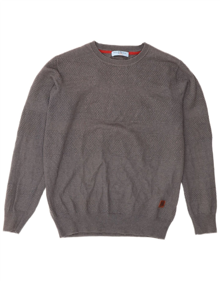 Suéter masculino Harmont & Blaine com gola redonda, lã cinza médio