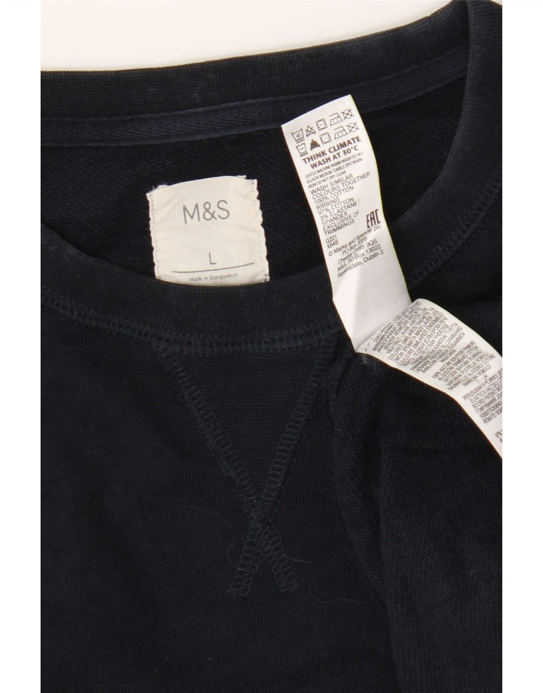 Suéter masculino Marks & Spencer grande algodão azul marinho