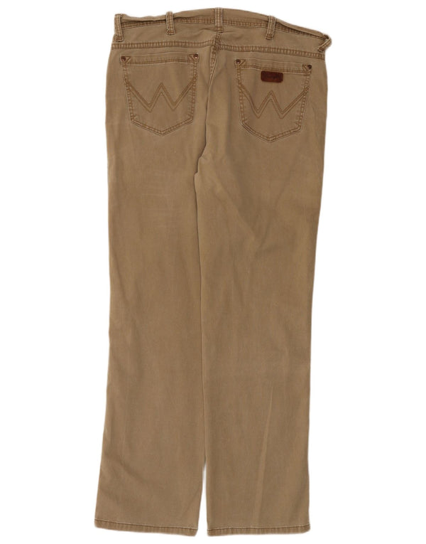 Wrangler Mens Texas Stretch Calça Casual Reta W36 L32 Algodão Bege