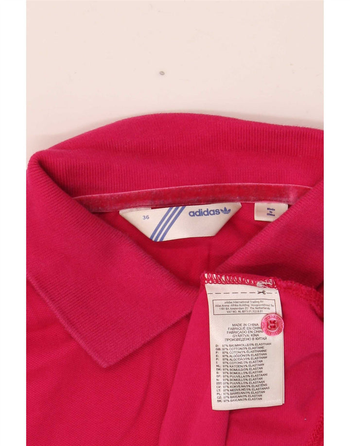 Camisa polo feminina Adidas EU 36 pequena algodão rosa