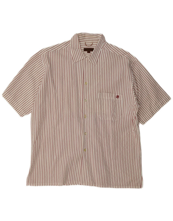 Camisa masculina vintage de manga curta XL algodão listrado branco