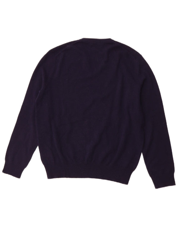 Suéter masculino POLO RALPH LAUREN com decote em V médio azul marinho lã merino