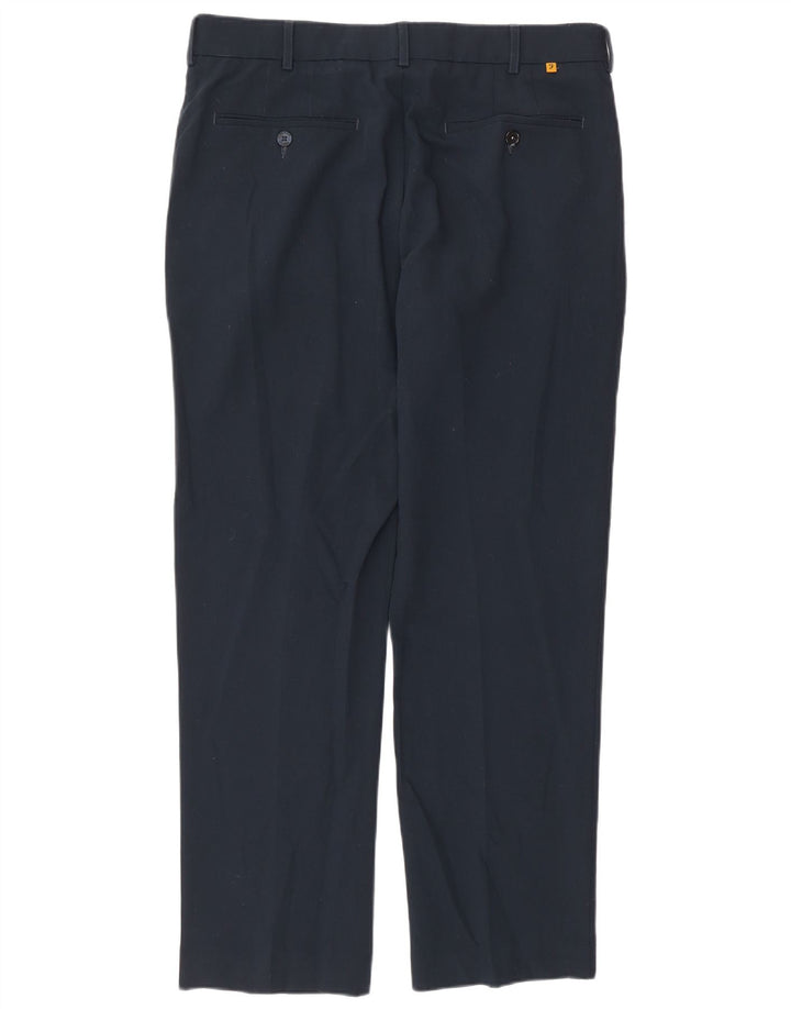 Calça masculina reta casual Farah W34 L29 poliéster azul marinho