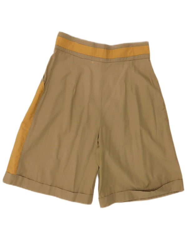 Bermuda feminina vintage de cintura alta IT 44 médio W28 cáqui colorblock