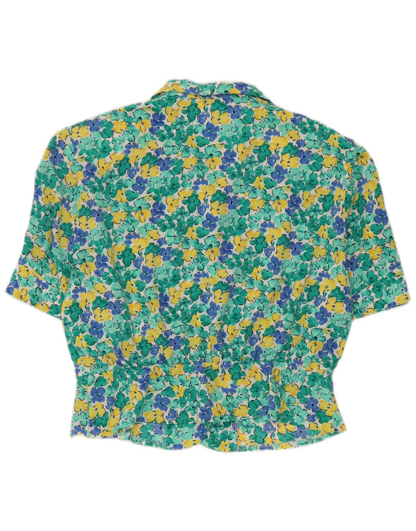 Blusa feminina MARKWALD manga curta cropped IT 42 verde médio floral