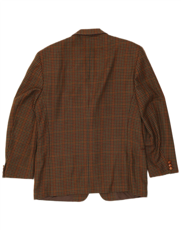 Jaqueta Blazer Masculina Visconti com 3 Botões IT 52 XL Marrom Houndstooth Lambswool