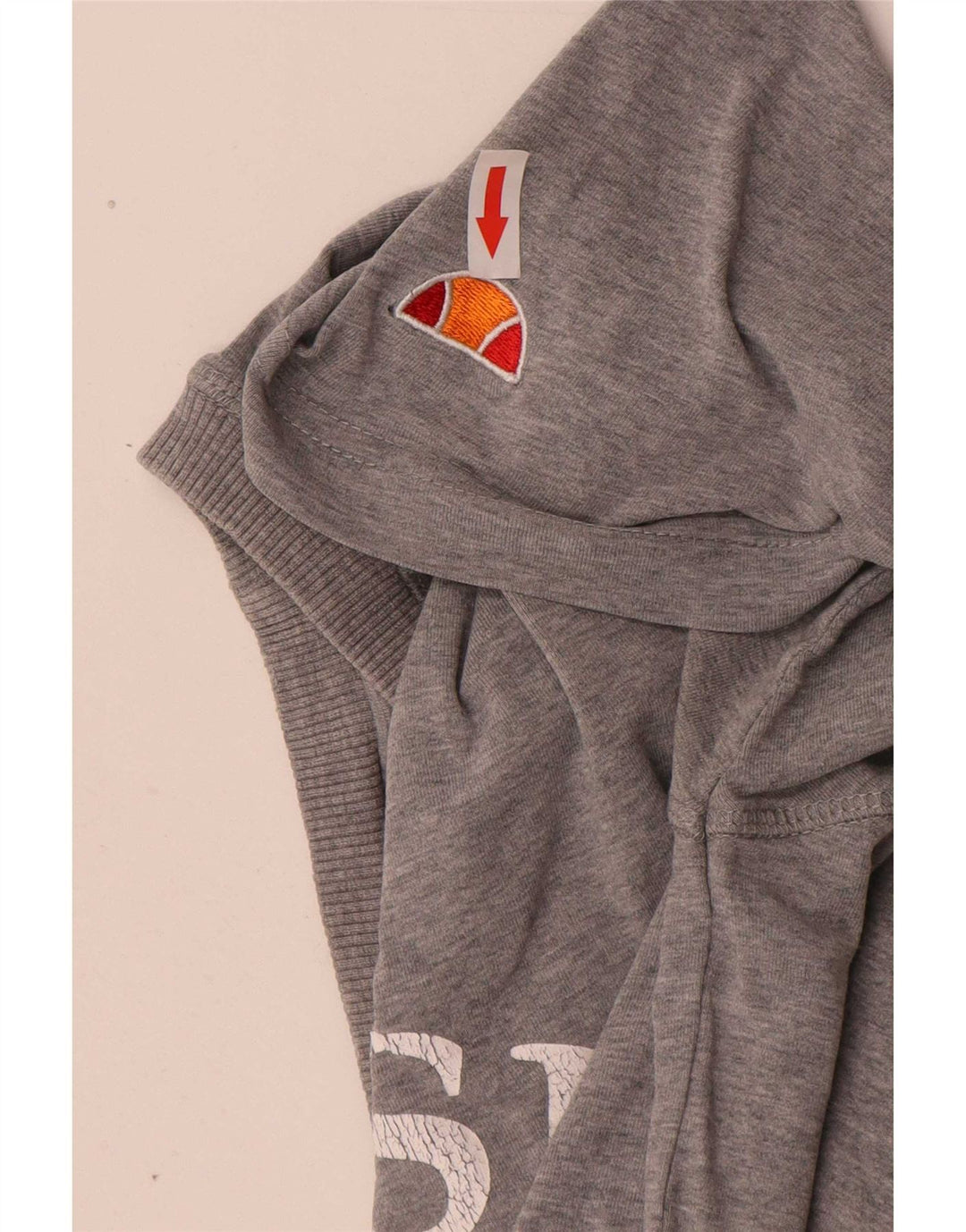 Camiseta masculina Ellesse com estampa gráfica grande algodão manchado cinza
