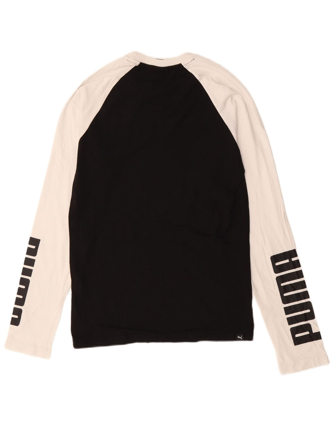 Puma Mens Graphic Top Manga Longa Pequeno Algodão Preto
