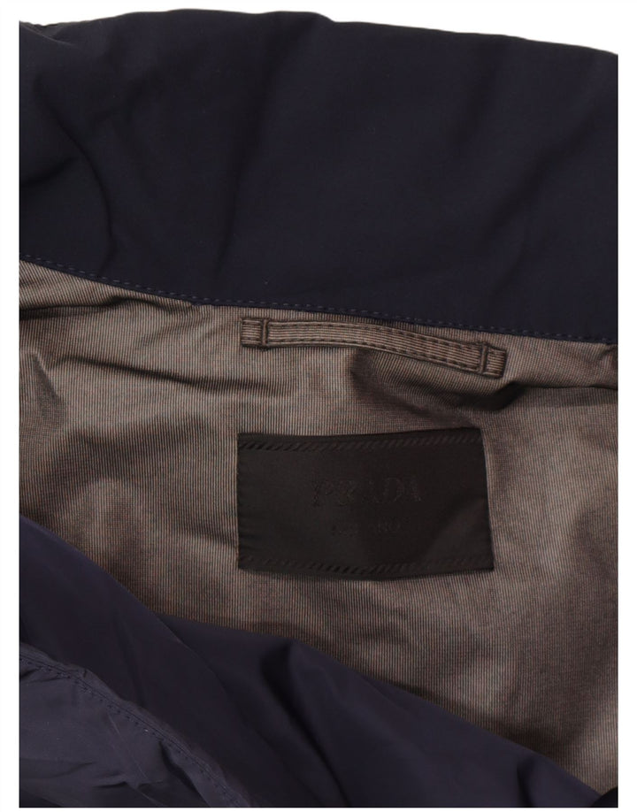 Jaqueta corta-vento masculina PRADA IT 52 XL azul marinho poliéster clássico