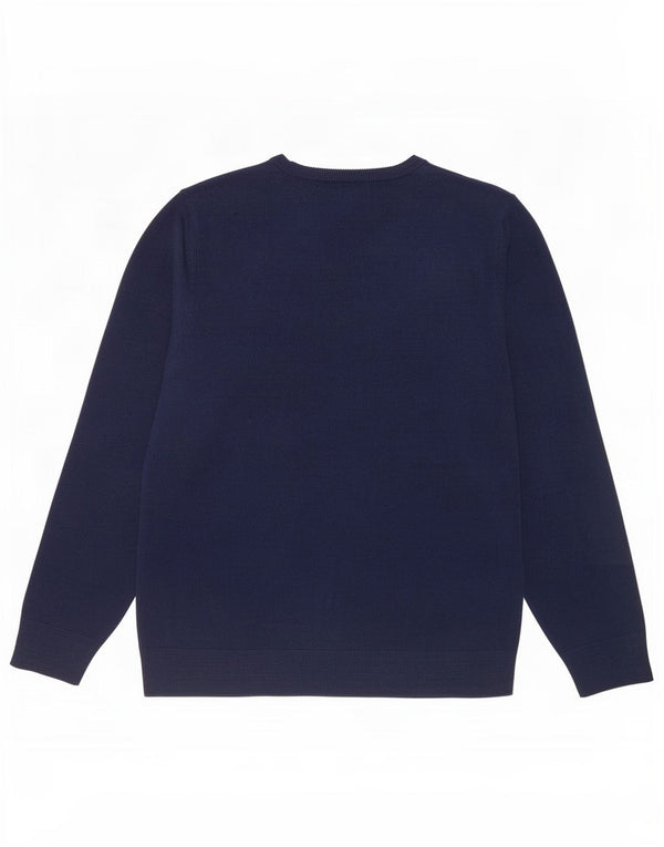 Suéter masculino Marks & Spencer com decote em V médio azul marinho acrílico
