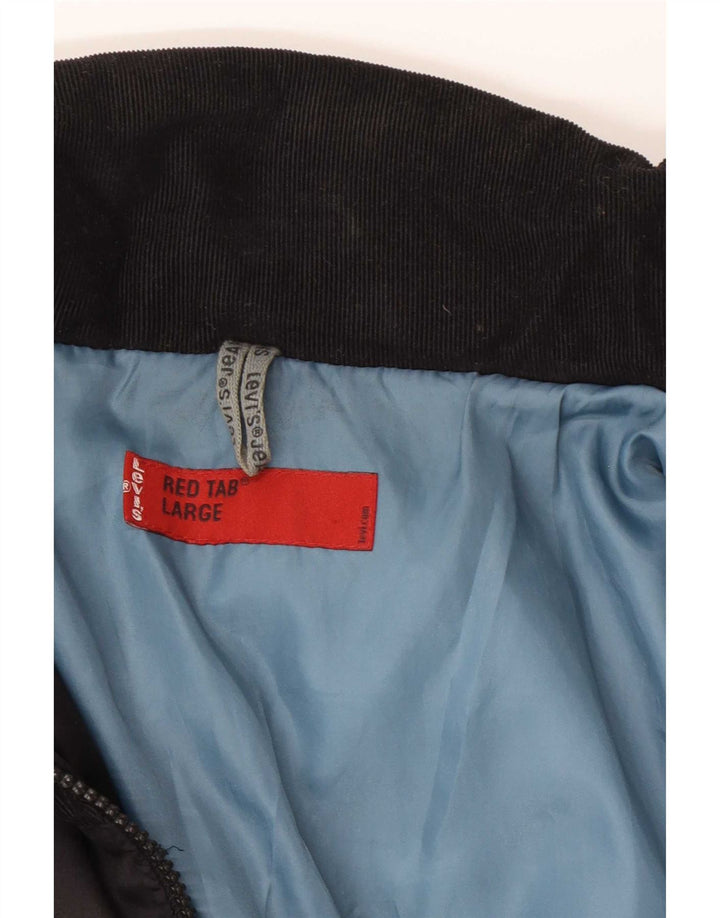 Jaqueta bomber acolchoada feminina Levi's UK 16 grande poliéster preto