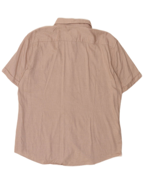Camisa masculina de manga curta Hugo Boss XL algodão manchado rosa