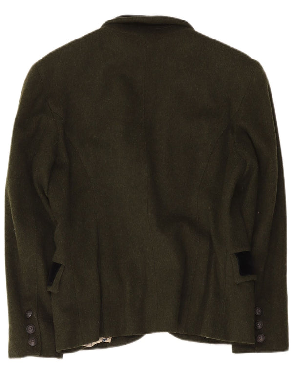 Jaqueta blazer feminina vintage com 1 botão Reino Unido 14 grande bloco cáqui colorido