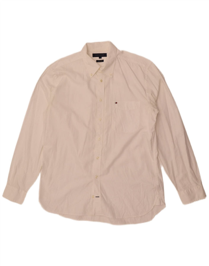 Camisa masculina Tommy Hilfiger Regular Fit grande algodão branco
