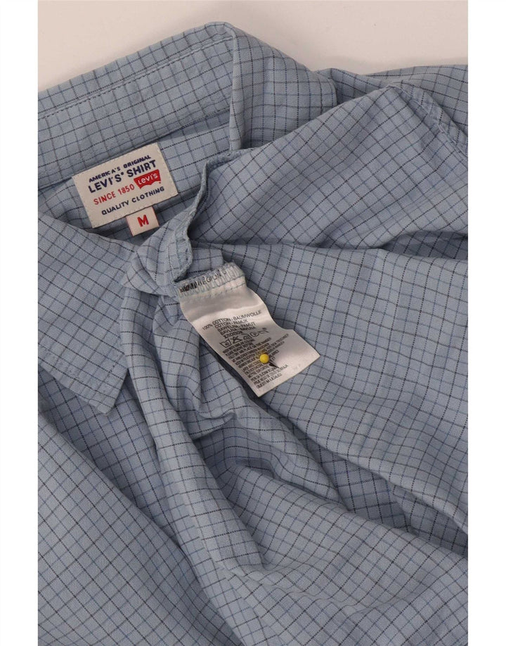 Camisa masculina Levi's de algodão xadrez azul médio