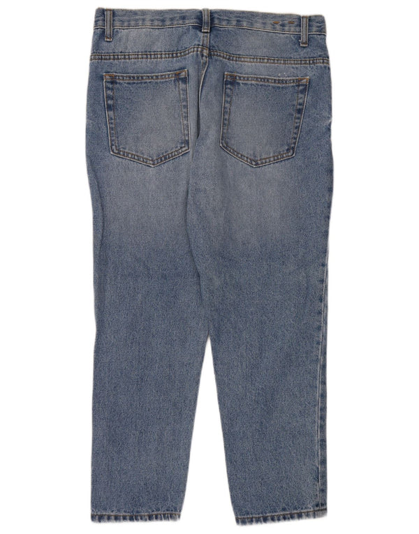 Zara Calça jeans masculina cortada EU 42 grande W32 L25 azul algodão
