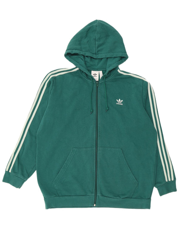 ADIDAS Mens Zip Hoodie Sweater XL Verde Algodão