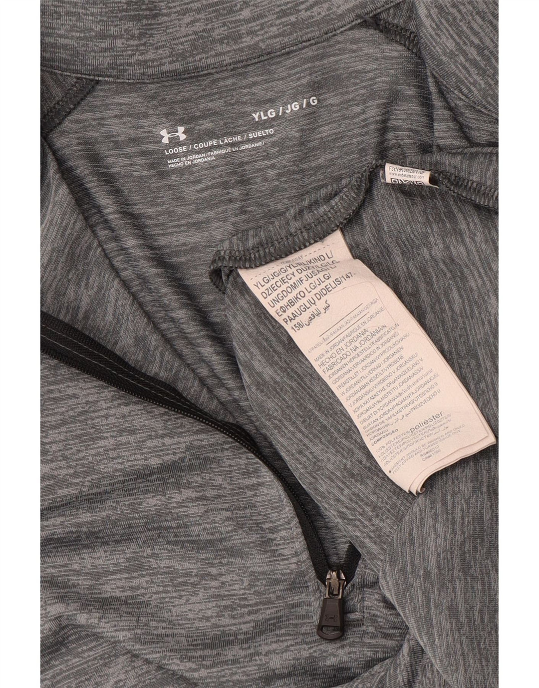 UNDER ARMOUR Meninos pulôver agasalho top 11-12 anos listrado cinza grande