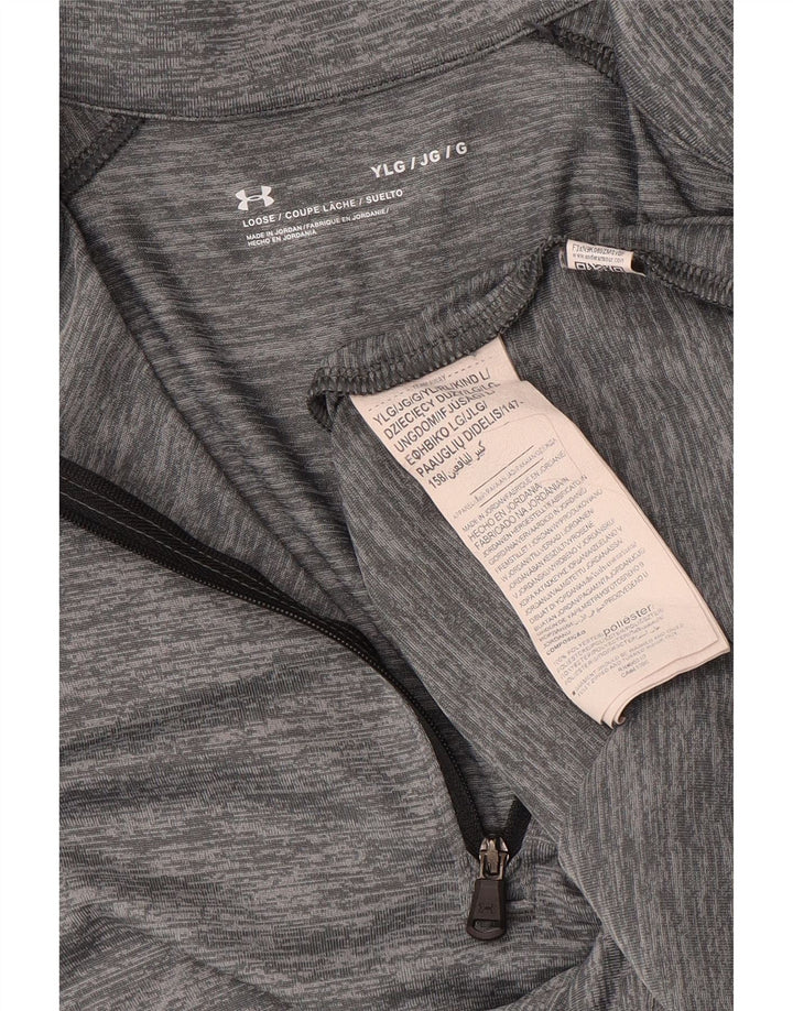 UNDER ARMOUR Meninos pulôver agasalho top 11-12 anos listrado cinza grande