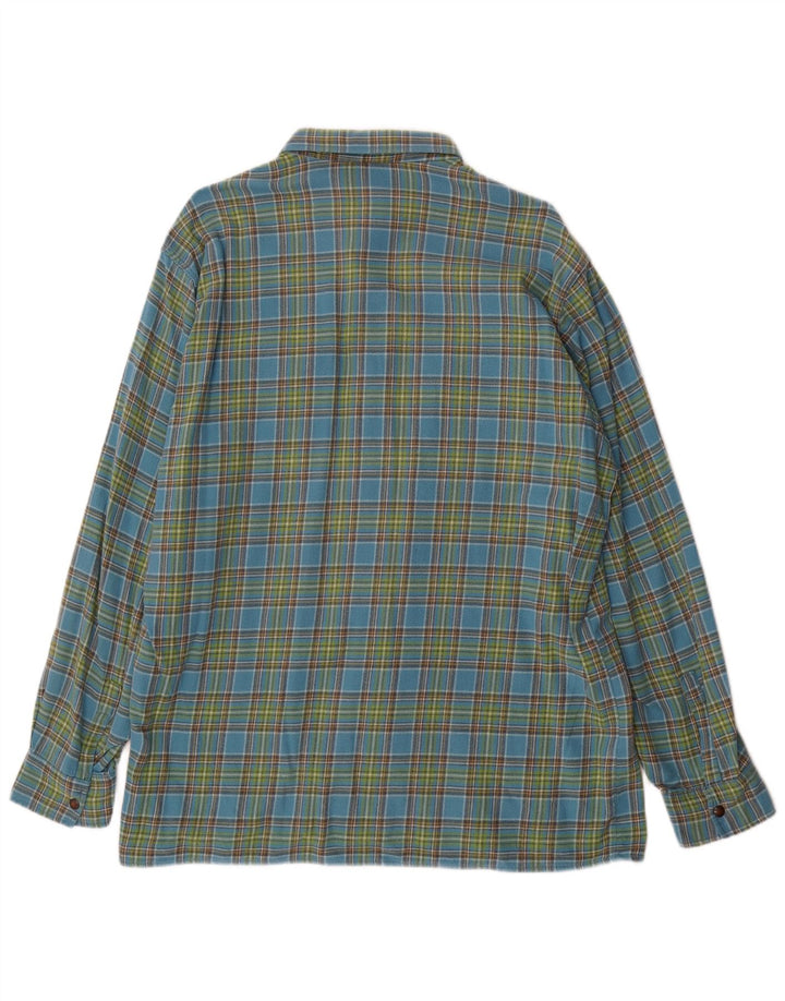 Camisa masculina de flanela MC Kee's grande algodão xadrez azul