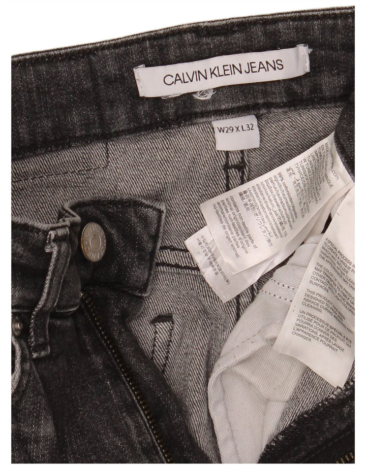 Calça jeans skinny masculina Calvin Klein desgastada W29 L32 algodão preto