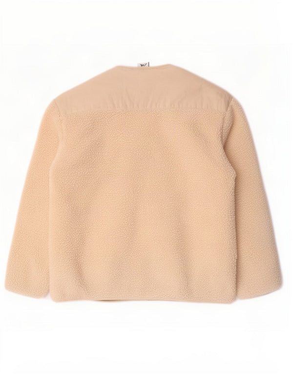 Zara Womens Oversized Fleece Jacket UK 10 Pequeno Poliéster Bege