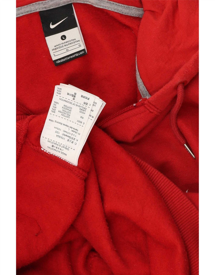 Suéter Nike masculino com capuz e zíper grande algodão vermelho