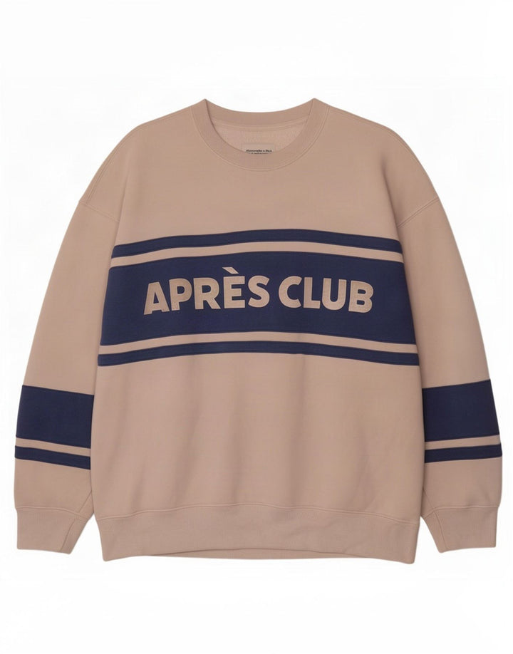 Suéter masculino Abercrombie & Fitch grande bloco colorido branco