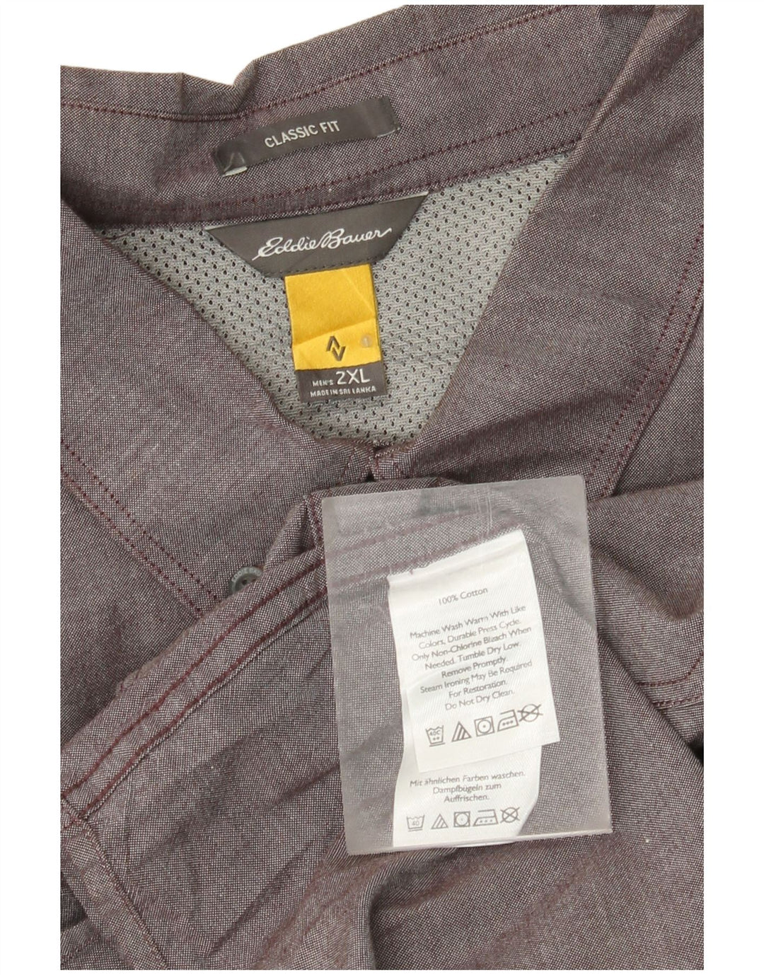 Camisa clássica masculina Eddie Bauer 2XL algodão cinza