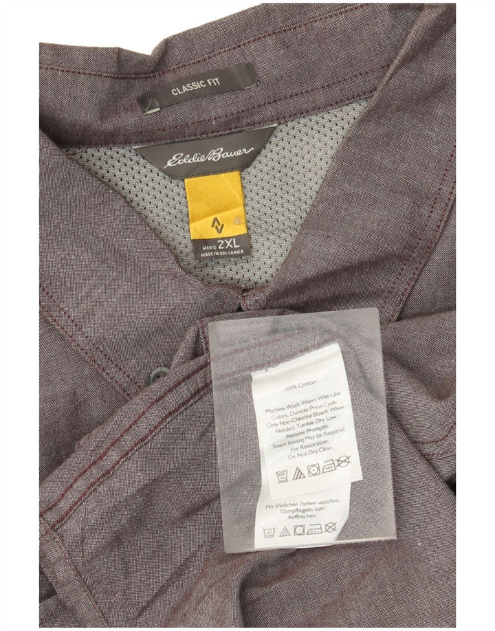 Camisa clássica masculina Eddie Bauer 2XL algodão cinza