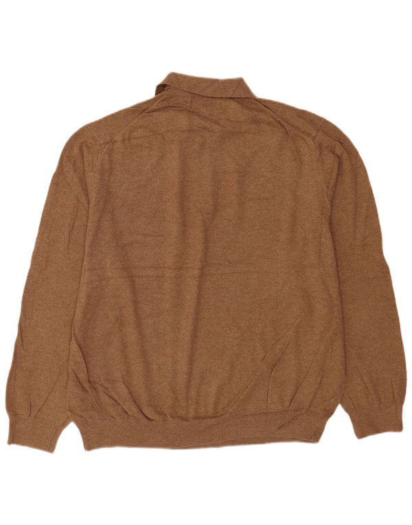 Suéter masculino Eddie Bauer com gola polo XL algodão marrom