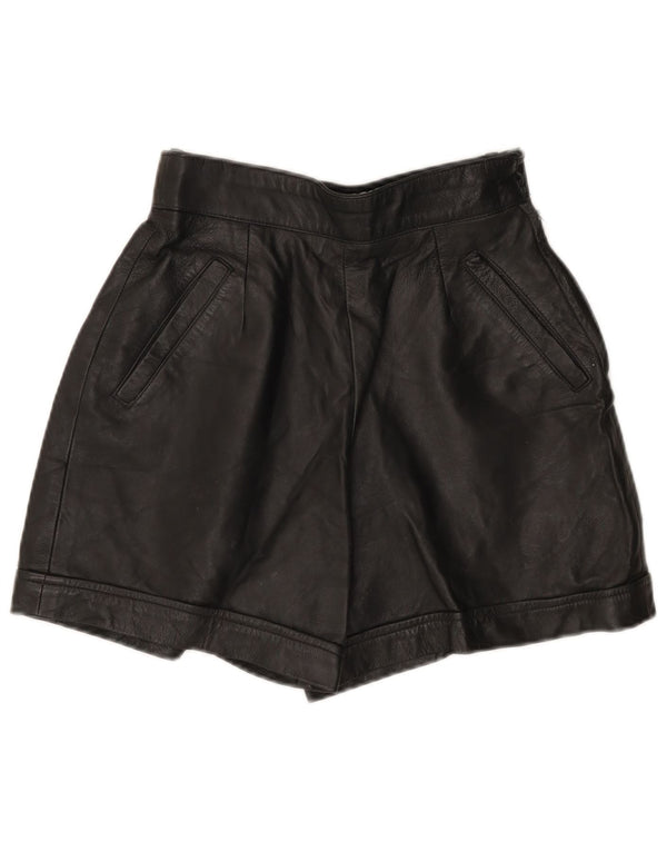 Shorts feminino de couro com cintura alta MISS JOY EU 38 médio W25 couro preto