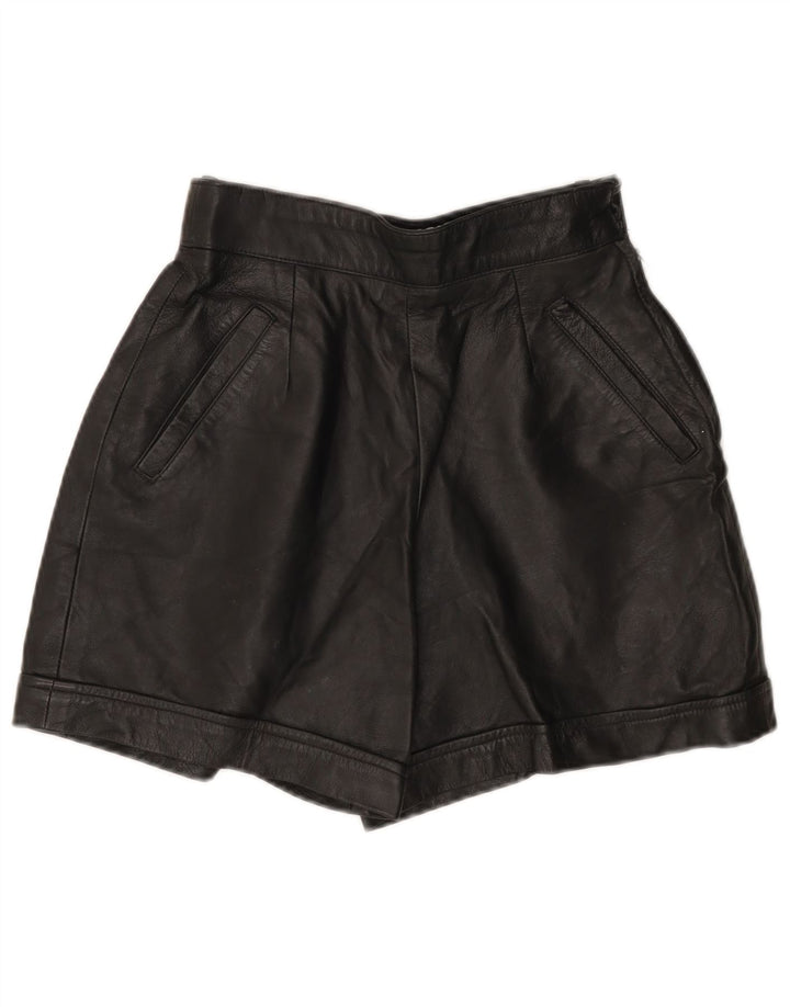Shorts feminino de couro com cintura alta MISS JOY EU 38 médio W25 couro preto