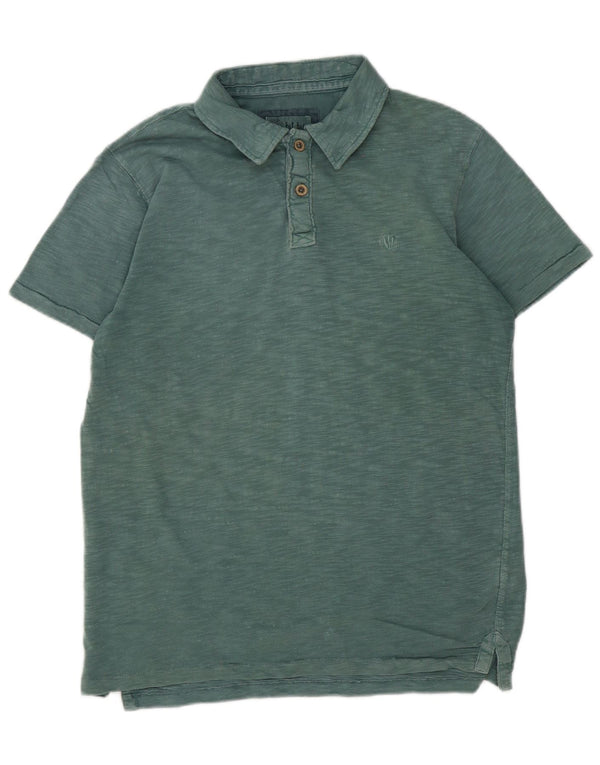 Camisa polo masculina Fat Face algodão manchado verde pequeno