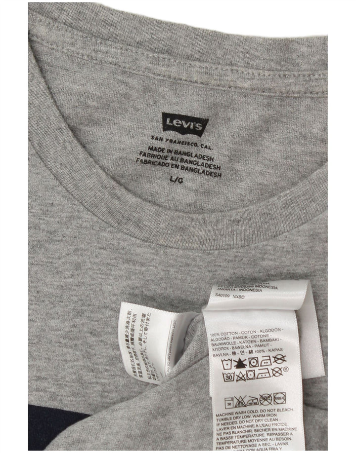 Camiseta gráfica masculina Levi's Top grande algodão manchado cinza