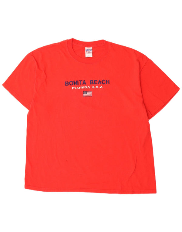 Camiseta gráfica masculina vintage Top XL algodão vermelho