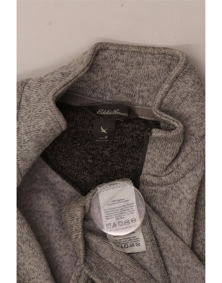 Suéter masculino Eddie Bauer com zíper e gola em poliéster manchado cinza médio