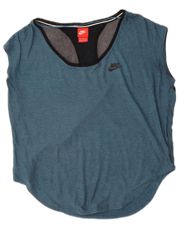 Colete feminino Nike Oversized Top UK 14 Médio Azul Colourblock Modal