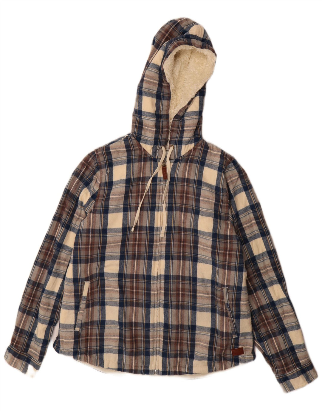 Jaqueta masculina L.L.Bean de ajuste relaxado Sherpa Reino Unido 36 pequeno algodão xadrez azul marinho