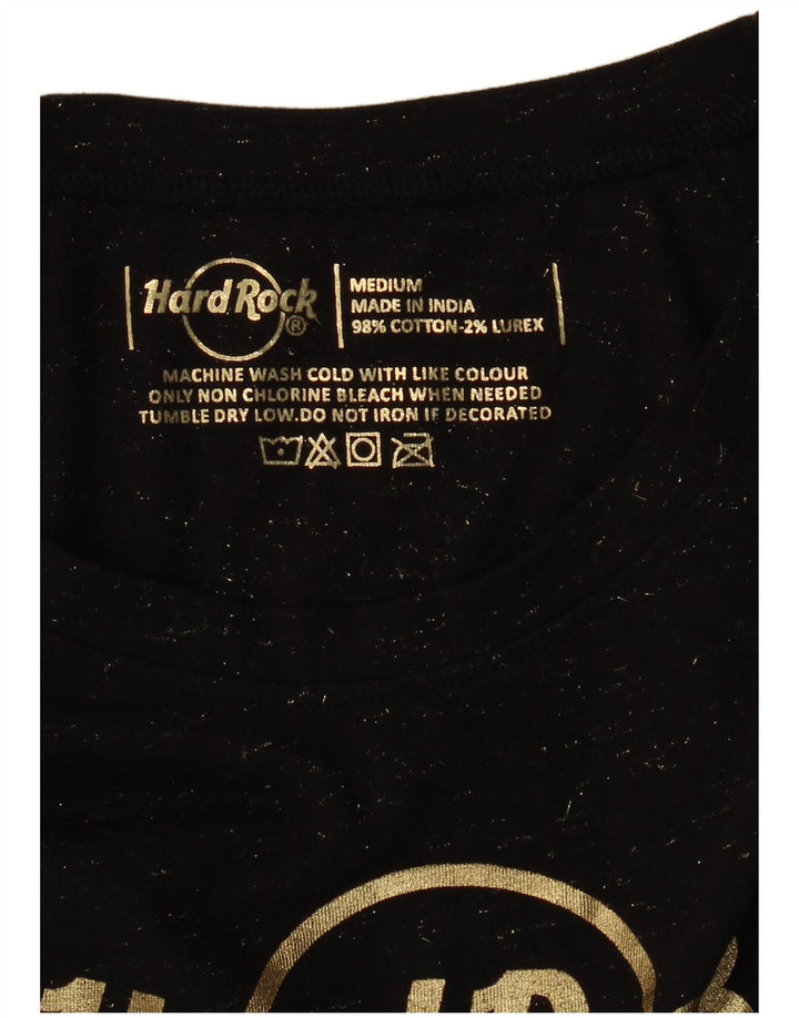 Camiseta feminina HARD ROCK CAFE Panamá com estampa gráfica UK 12 médio preto