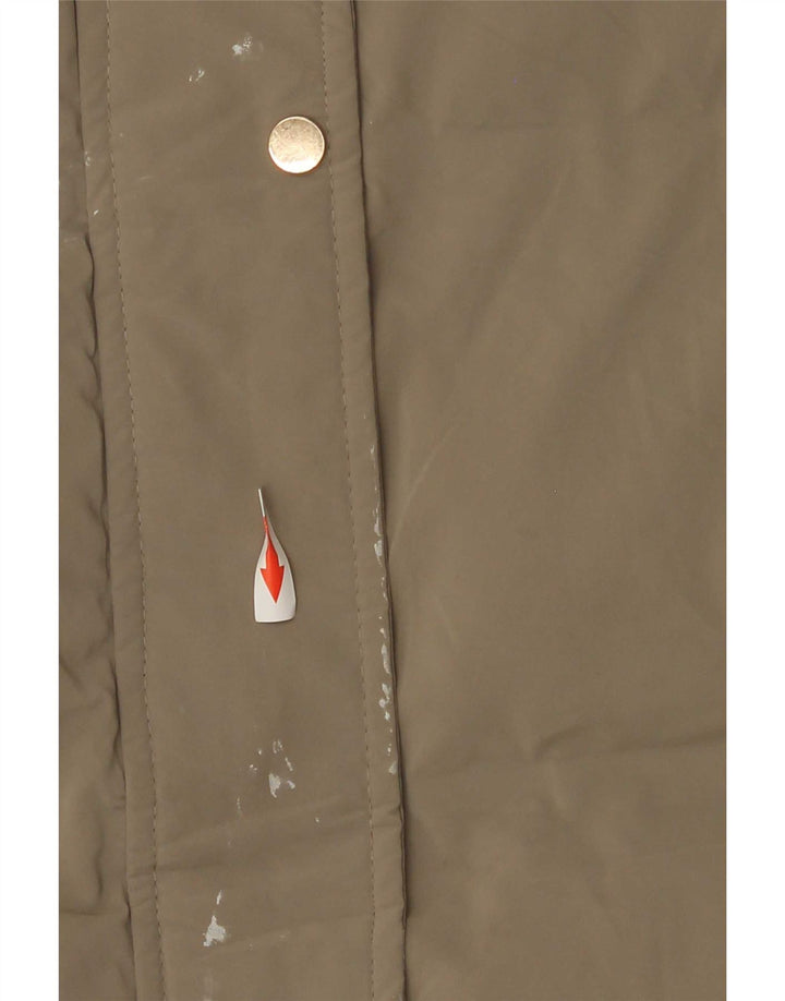 Casaco acolchoado com capuz feminino Zara UK 18 XL cáqui poliéster
